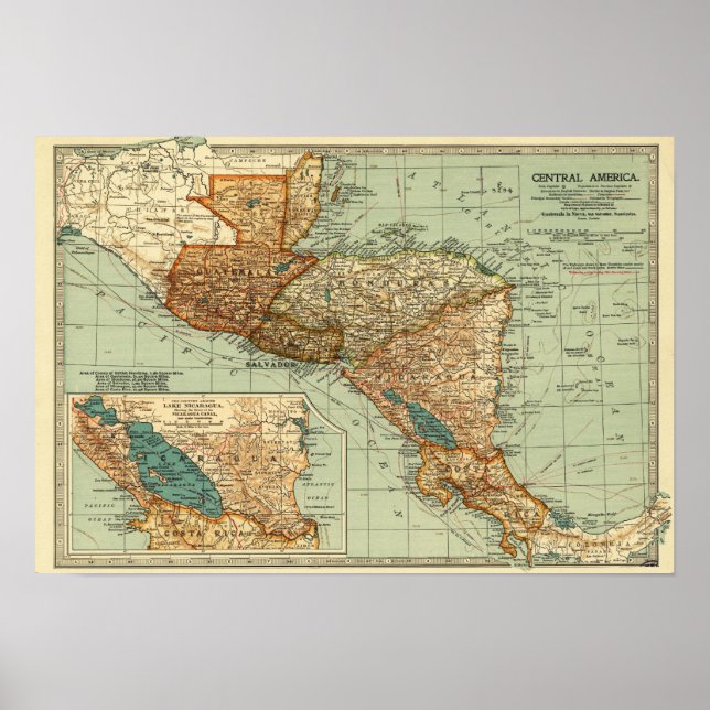 CentralamerikaPanoramisk kartaCentralamerika 2 Poster (Framsidan)