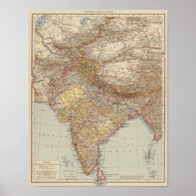 Centralasien, Indien Poster (Framsidan)