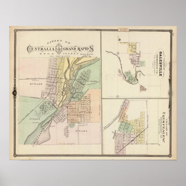 Centralia & Grand Rapids städer Poster (Framsidan)