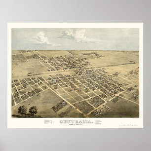 Centralia, IL Panoramic Karta - 1867 Poster