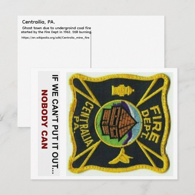 Centralia PA, FD Vykort (Fram/baksida)