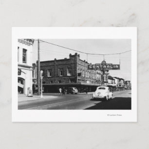 Centralia, WA Stadsvy Huvudgata Fotograf Vykort