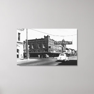 Centralia WA-Town beskådar den huvudsakliga gatan Canvastryck
