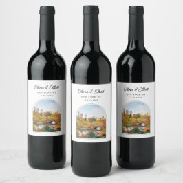 Centralparken Bröllop New York-Personligen för fav Vinflaska Etikett