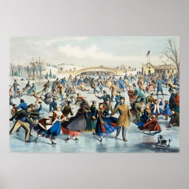 Centralparken, vinter Skating Pond Poster (Framsidan)