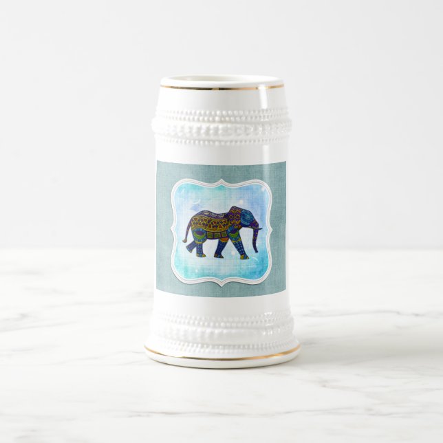 Centre Boho Blue Elephant Beer Stein Sejdel (Center)