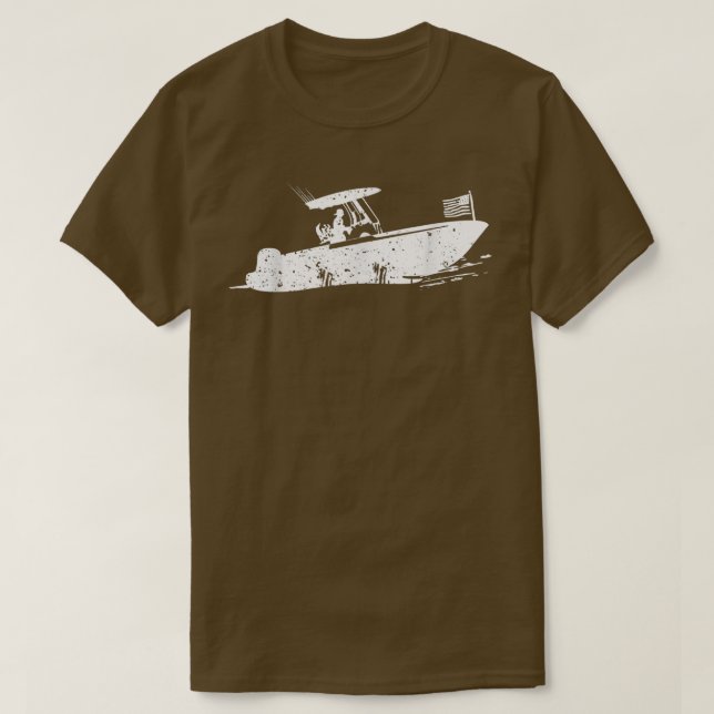 Centre Console Boat, American Flagga, Motorboat, F T Shirt (Design framsida)