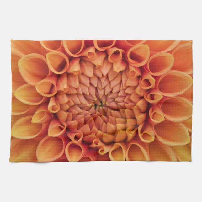 Centre Orange Dahlia Flower Kökshandduk (Horisontell)