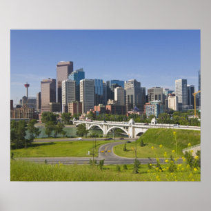 Centre St Bridge och Downtown Calgary, Alberta Poster