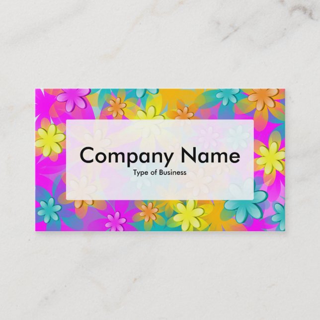 Centrera etikett v3 - 3d-blommor visitkort (Framsida)