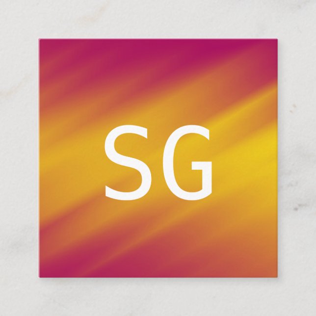 Centrera Initialer - Kvadratisk - Mjuka räfflor Fyrkantigt Visitkort (Framsida)