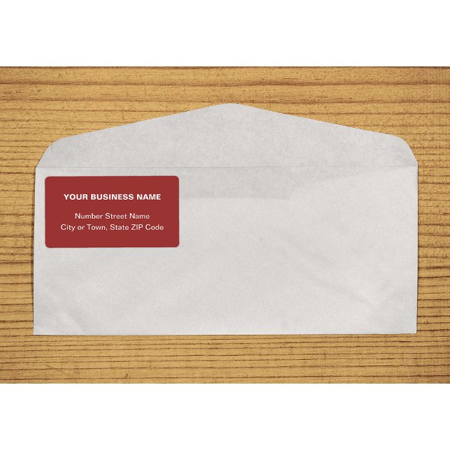 Centrera justerad oformaterad text - Röd leverans  Fraktsedel (Center aligned plain text business red shipping label on envelope)