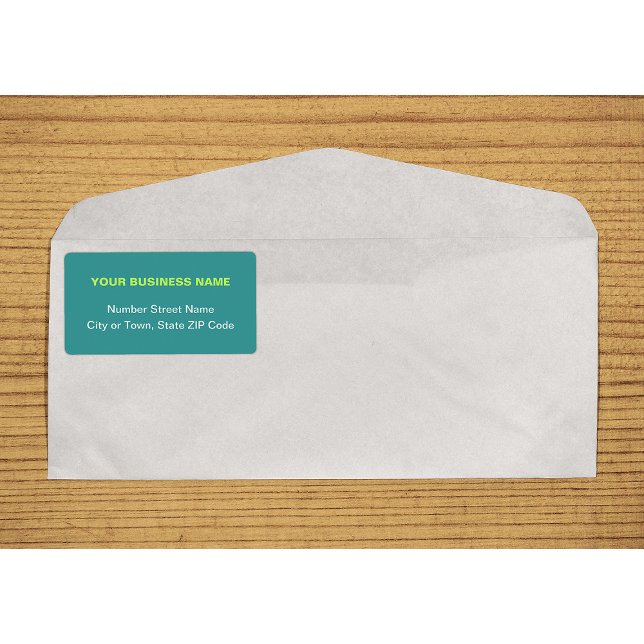 Centrera justerad vanlig text Grönt - Leverans Fraktsedel (Center aligned plain text business teal green shipping label on envelope)