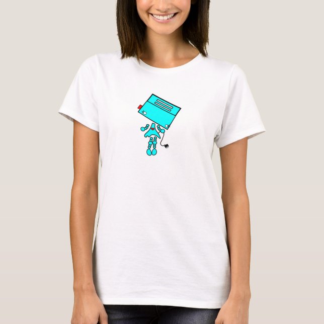 centrerad mindre för robotflicka t-shirt (Framsida)