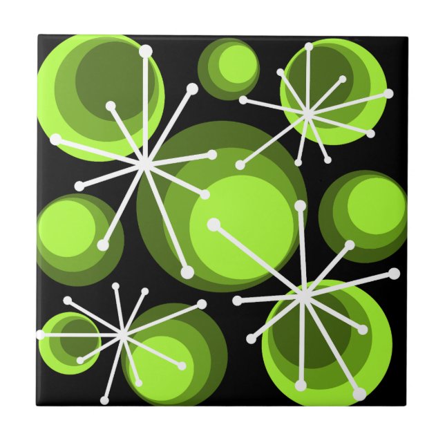 Centrets kretsar Starbursts Chartreuse Kakelplatta (Framsidan)