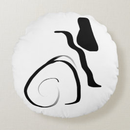 Centrifugering: Abstrakt, svartvitt Rund Kudde