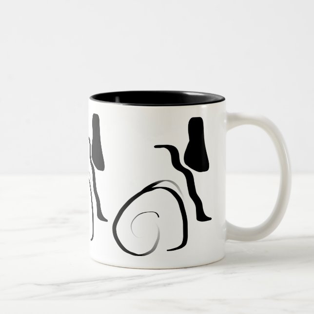 Centrifugering: Abstrakt, svartvitt Två-Tonad Mugg (Höger)