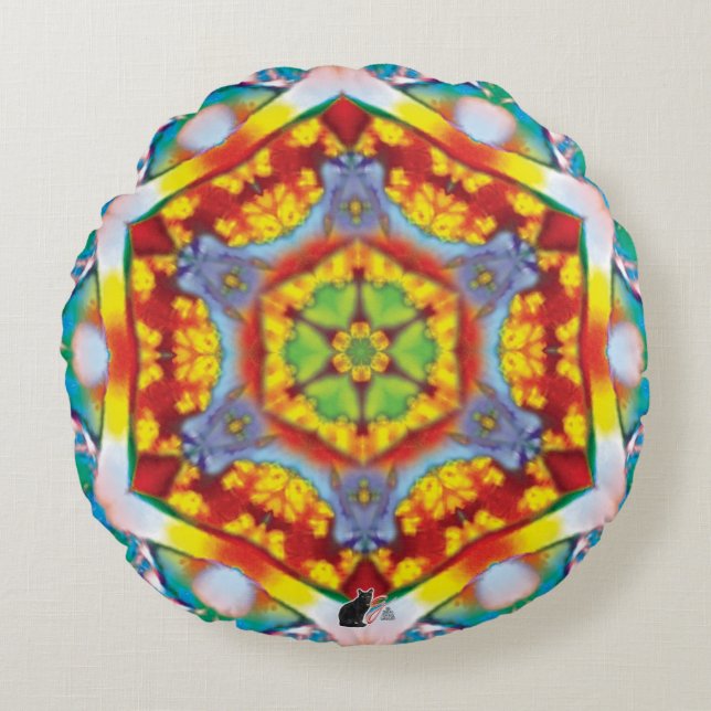 Centrist Kaleidoscope Rund Kudde (Framsidan)