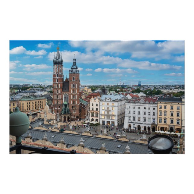 Centrum i Krakow ovanifrån i Polen Fototryck (Framsidan)