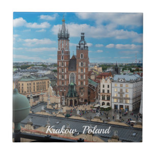 Centrum i Krakow ovanifrån i Polen Kakelplatta