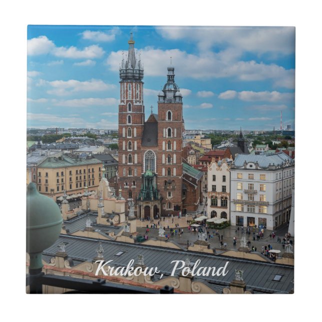 Centrum i Krakow ovanifrån i Polen Kakelplatta (Framsidan)