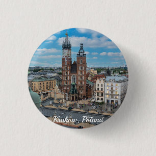 Centrum i Krakow ovanifrån i Polen Knapp
