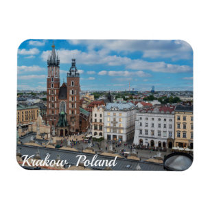 Centrum i Krakow ovanifrån i Polen Magnet