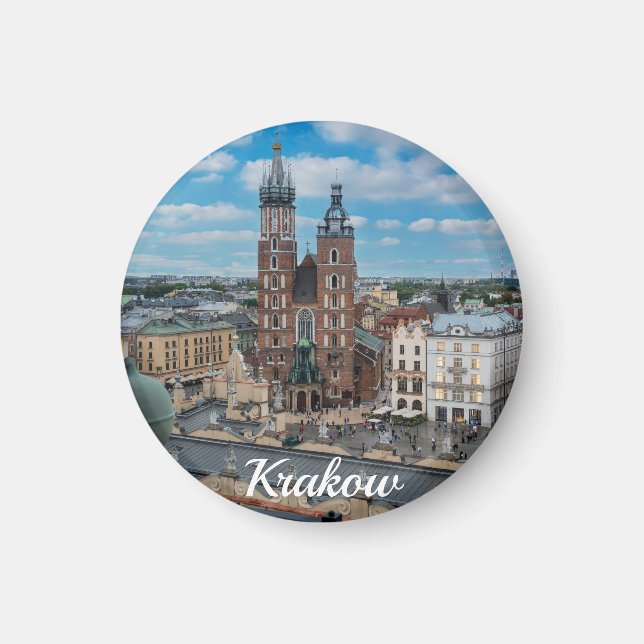 Centrum i Krakow ovanifrån i Polen Magnet (Framsidan)