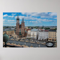Centrum i Krakow ovanifrån i Polen
