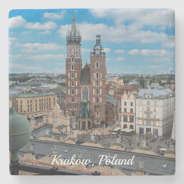 Centrum i Krakow ovanifrån i Polen Stenunderlägg (Framsidan)
