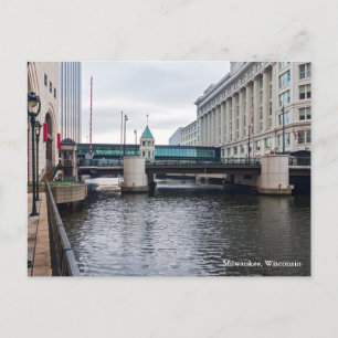 centrum milwaukee riverfront och arkitektur pos vykort