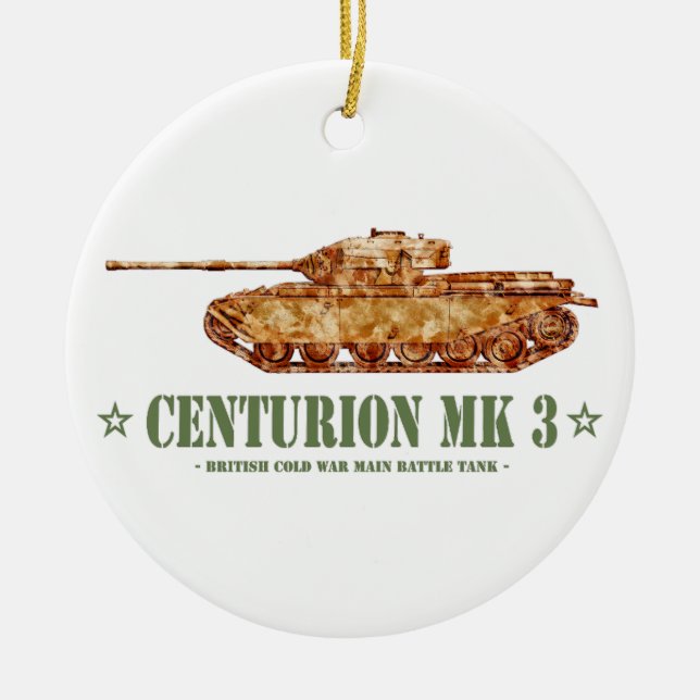 Centurion MK 3 Tank British MBT of Kall Krig Julgransprydnad Keramik (Framsidan)
