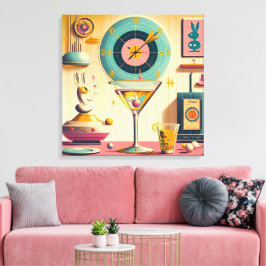Century Atomic Futuristiska Rabbit Martini Canvastryck