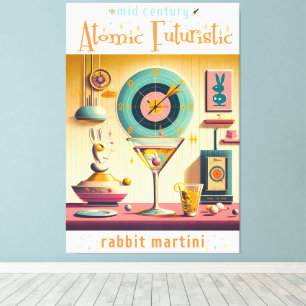 Century Atomic Futuristiska Rabbit Martini Canvastryck