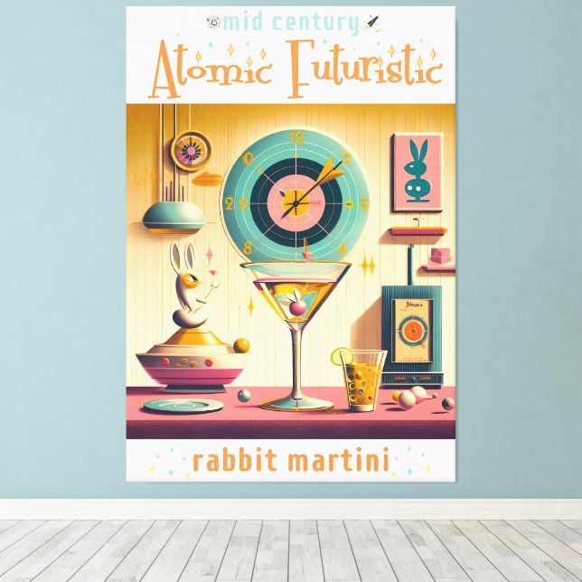 Century Atomic Futuristiska Rabbit Martini Canvastryck (Insitu (trägolv))
