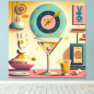 Century Atomic Futuristiska Rabbit Martini Canvastryck