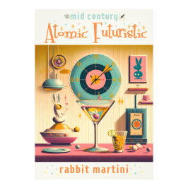 Century Atomic Futuristiska Rabbit Martini Fototryck