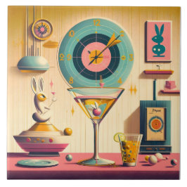 Century Atomic Futuristiska Rabbit Martini Kakelplatta