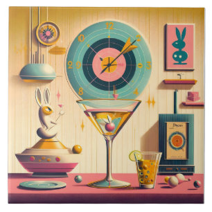 Century Atomic Futuristiska Rabbit Martini Kakelplatta