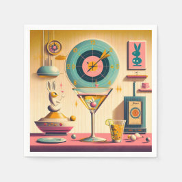 Century Atomic Futuristiska Rabbit Martini Pappersservett