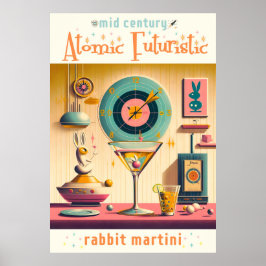 Century Atomic Futuristiska Rabbit Martini Poster