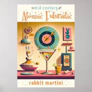 Century Atomic Futuristiska Rabbit Martini Poster