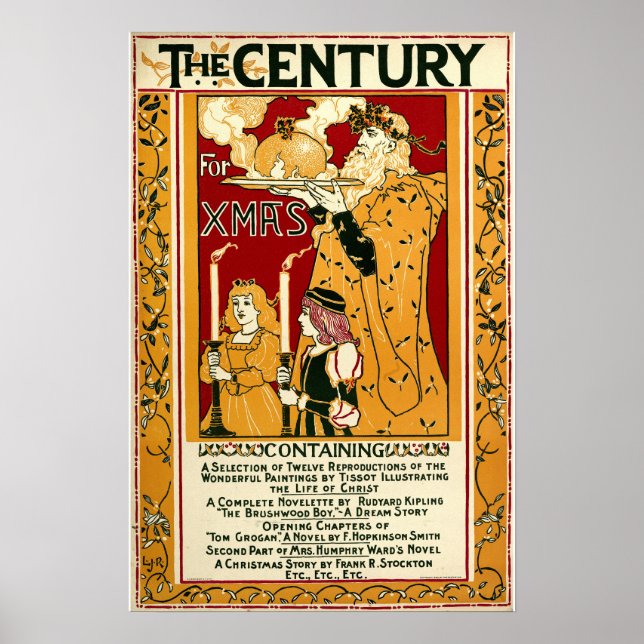 Century Christmas 1895 Omslag av Rhead Poster (Framsidan)