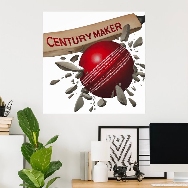 Century Maker Cricket Fladdermus och Boll Sports Poster (Skapare uppladdad)