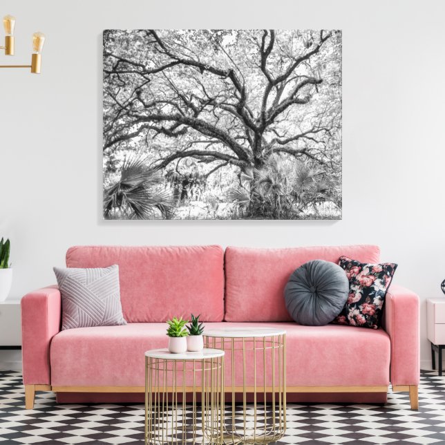 "Century Oak" Black and White Wall Art  Canvastryck (Insitu (Vardagsrum))