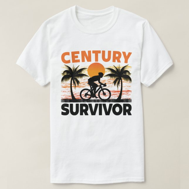 Century Survivor 100 Mile Bicycle Road Cycling T Shirt (Design framsida)
