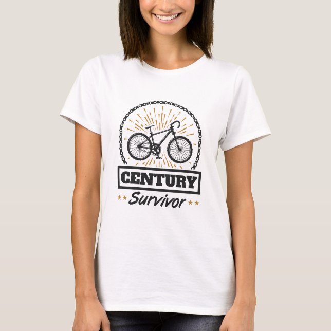 Century Survivor Cycling 100 Miles Bicycle Tävling T Shirt (Framsida)