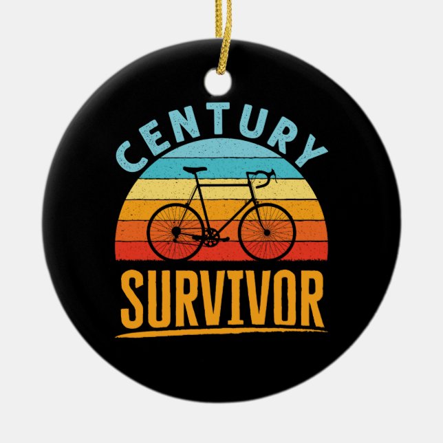 Century Survivor Cycling Endurance Ride Julgransprydnad Keramik (Framsidan)
