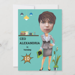 CEO BusinessWOMAN Photo Sensational ROLIGT Birthda Inbjudningar