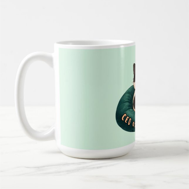 "CEO för tupplur" Katt som sover på soffan Kaffemugg (Vänster)